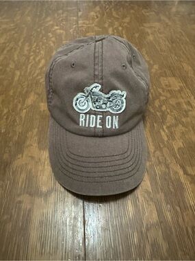 Life is Good "Ride On" Motorcycle Embroidered Hat - Brown